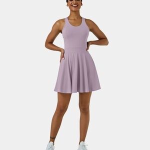 Halara Backless Racerback Flare Mini Golf Active Dress Pink Purple/M